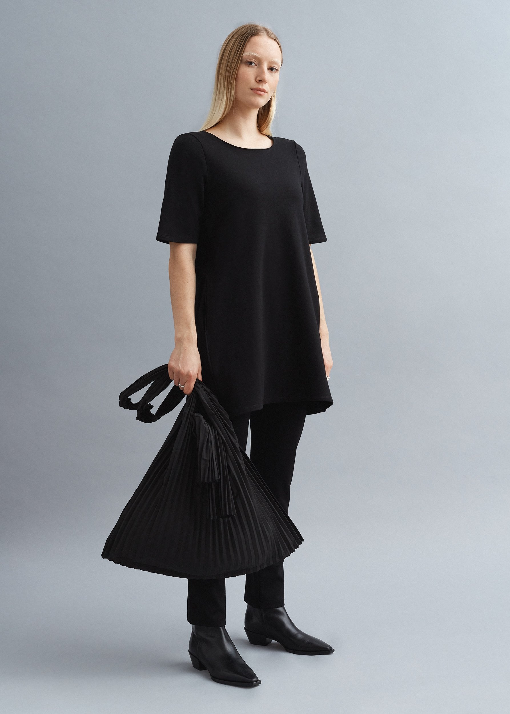 Plus Size Avie Front Drape Dress - Black